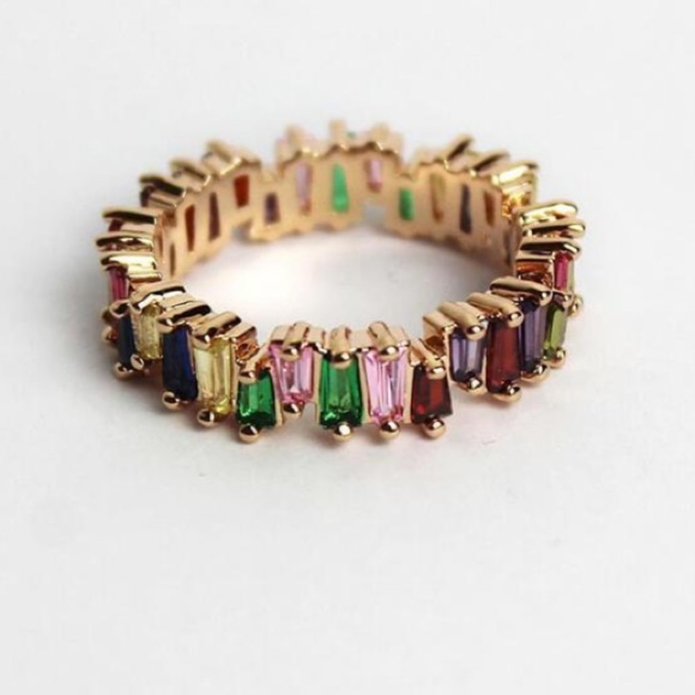 Rose gold rainbow stacking ring